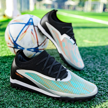 Botas de fútbol para hombre, tacos de exterior transpirables para adultos, antideslizantes, zapatillas deportivas de fútbol con tacos largos para entrenamiento y partido, cómodas para chicos