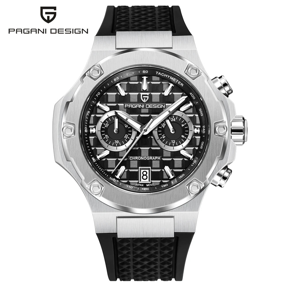 Relógios de quartzo para homem PAGANI DESIGN – Cronógrafo desportivo de luxo, estanque, com ponteiros luminescentes e vidro de safira com tratamento antirreflexo