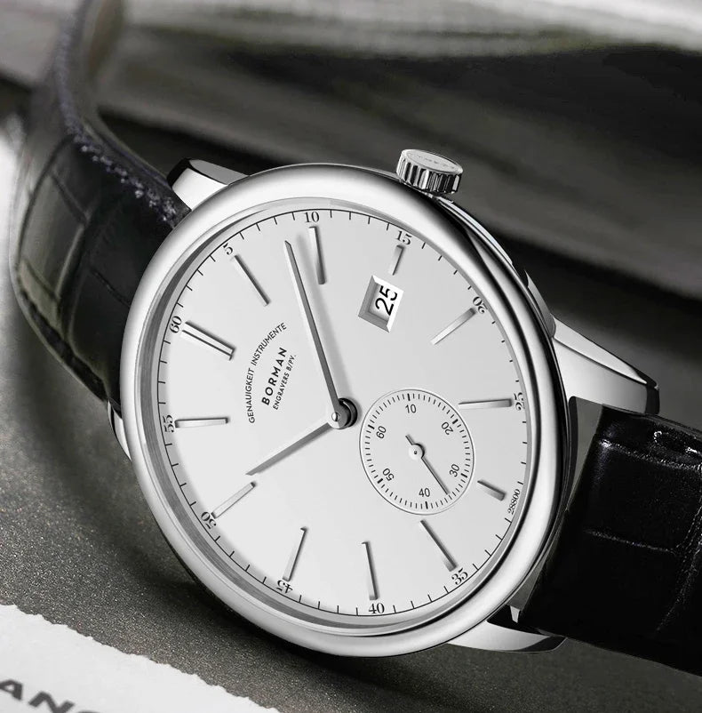 Orologio BORMAN BM3817 TOP nuovo 42 da uomo di lusso, meccanico automatico, vetro zaffiro, ultrasottile, impermeabile 50M, con sottoquadranti