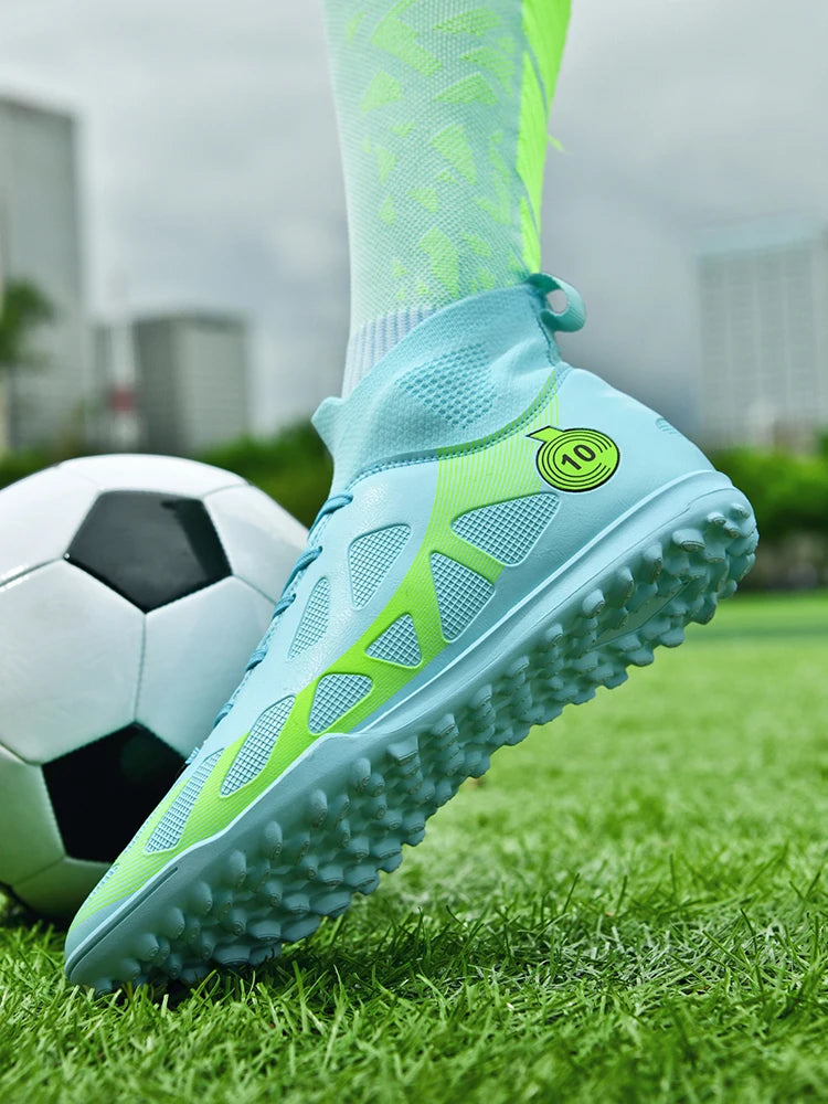 Professional Sports Football Shoes TF, Broken Nail Design, Durable Wear-Resisting Training Shoes for Teenagers, Adult High-Top Soccer Shoes