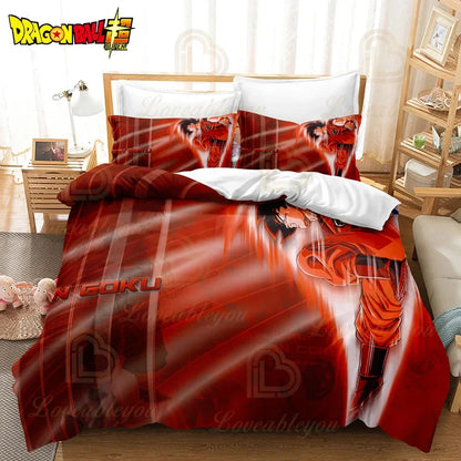Dragon Ball Z Guko Kids Bedding Set Single King Size Duvet Cover with Quilt And Pillowcase Double Bed Linen for Bedroom Decor