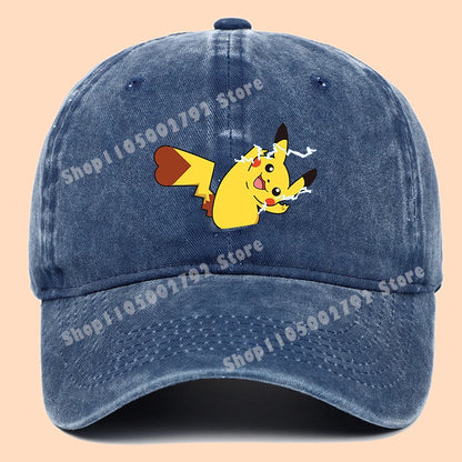 Pokémon-baseballkasketter, Pikachu, kawaii, anime-figurer, solhatte, sommer, udendørs, forældre og børn, solhat, trendy kasket med andetunge, gave