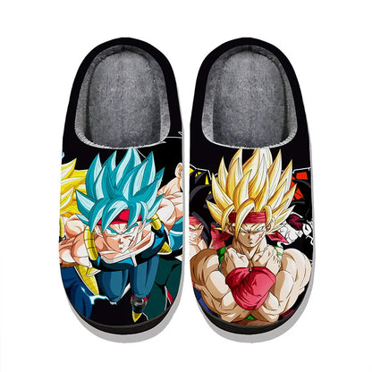 Anime Dragon Ball Plush Slippers Goku Vegeta Winter Fuzzy Warm Cotton Shoes Cute Cosplay Men Home Indoor Non-Slip Slipper Gifts
