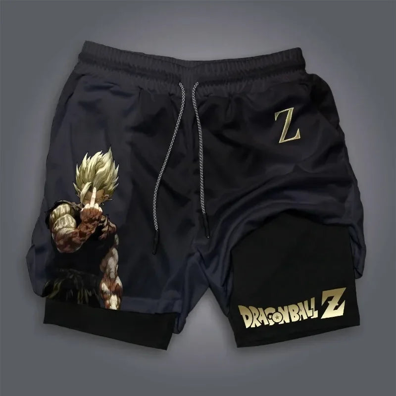 Dragon Ball Summer Fitness Shorts for Men and Women, Double-layer Sports Training Running Shorts, Casual Pants