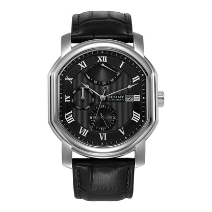 BERNY Men's Mechanical Watch, Top Accuracy, Automatic Wristwatch, Luxury Male Clock, Sapphire, Self-Winding, Waterproof