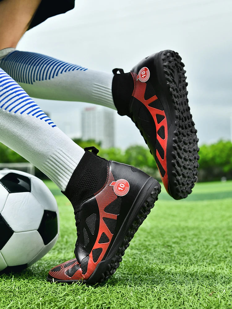 Professional Sports Football Shoes TF, Broken Nail Design, Durable Wear-Resisting Training Shoes for Teenagers, Adult High-Top Soccer Shoes