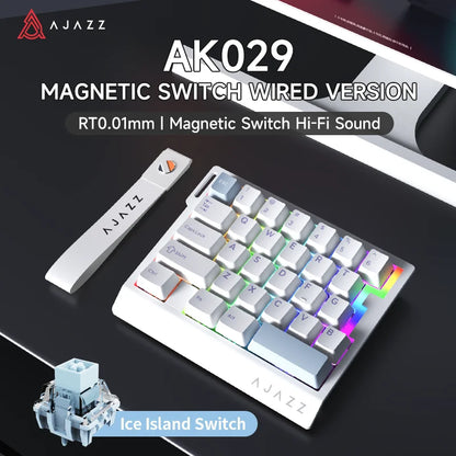 AJAZZ AK029 Wired One-Handed Gaming Keyboard with HE Magnetic Switch, 8000Hz RGB Mini Mechanical Keyboard, 29 Keys for PC Gaming