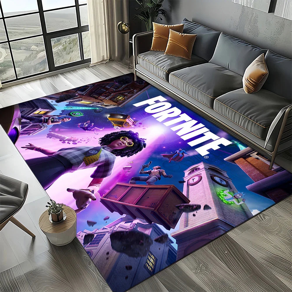 2025 Games 3D F-Fortnite анимационен килим за хол, спалня и декорация до дивана у дома, детски килим за игра, неплъзгаща се постелка за под