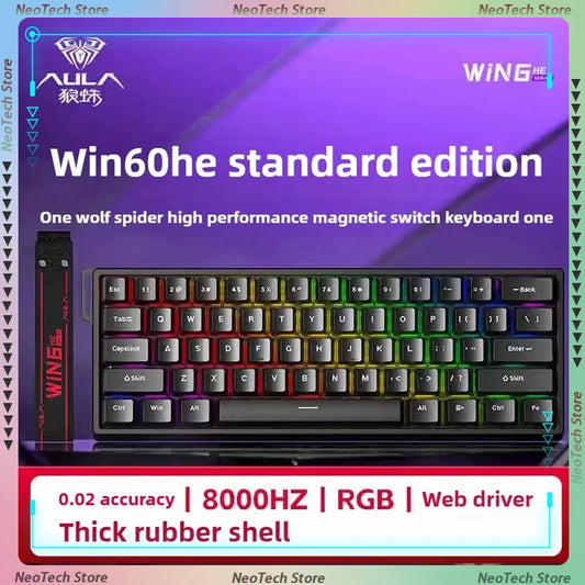 AULA WIN60HE Magnetic Switch Mechanical Keyboard, 60% Wired Gaming Keyboard with Hall Effect Magnetic Switches, Rapid Trigger Esports Keyboard