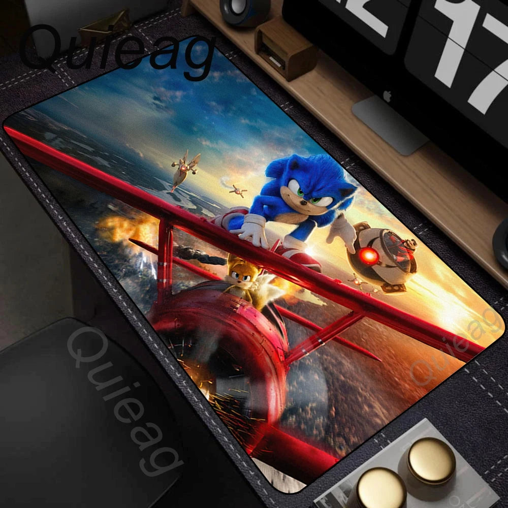 Anime Sonic The Hedgehog Mousepad XXL Deskmat With Lockrand Gaming Accessories Mousepad HD Print Gaming Keyboard Pad Padding Mat