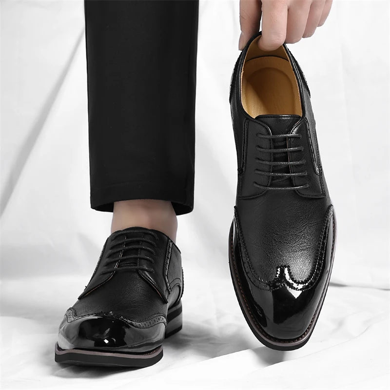 PU Leather Men's Oxford Shoes Heightened Formal Casual Shoes Business Male Suit Shoes New Design Derby Footwear Walking Sneakers