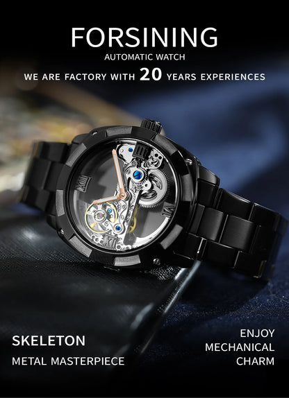 2024 Top Brand Luxury Stainless Steel Skeleton Tourbillon Automatic Movement Men's Watch Mechanical Waterproof Luminous Wrist Clock