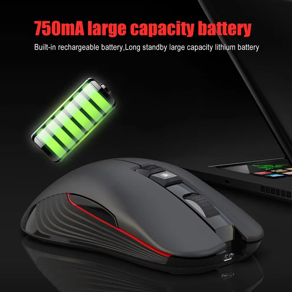 Ratón inalámbrico USB recargable para diestros, con Type-C, para portátil y ordenador, clic silencioso, retroiluminado, ratón gaming 3600cpi