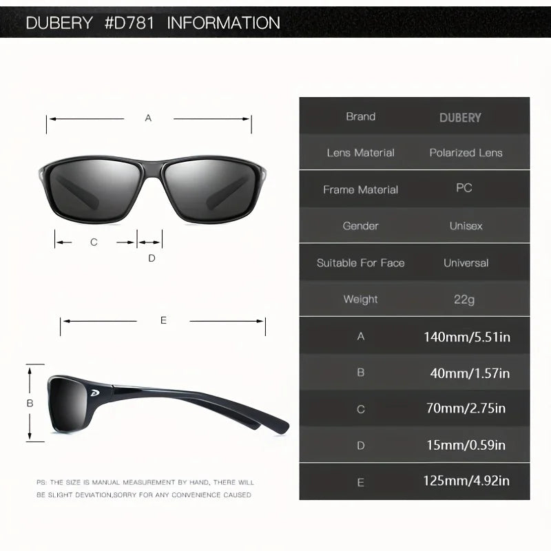 DUBERY Polarized UV400 Protection Sunglasses For Men And Women 10 Colors Model 135