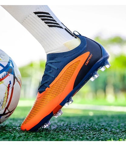 Botas de fútbol para hombre, tacos de exterior transpirables para adultos, antideslizantes, zapatillas deportivas de fútbol con tacos largos para entrenamiento y partido, cómodas para chicos