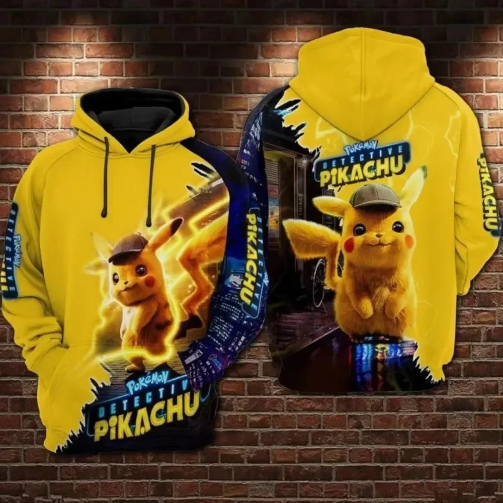 New Pokémon Pikachu Children Printed Top cosplay Hooded Fashion Trendy Casual Long-sleeved Pullover Sweatshirt Birthday Gift