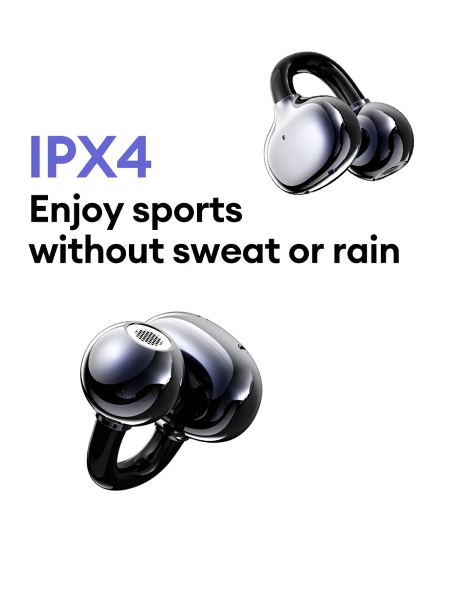Auscultadores Bluetooth sem fios Lenovo LE302 6.0 com longa autonomia, auriculares desportivos com clip de orelha, som estéreo HIFI e cancelamento de ruído