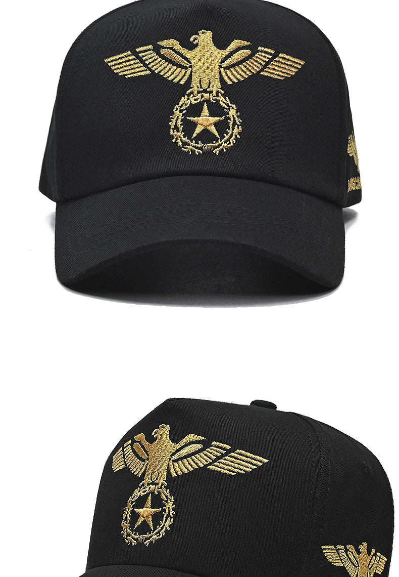 InlnDtor Embroidery high top European and American style wide brim baseball cap casual big head circumference men's cap