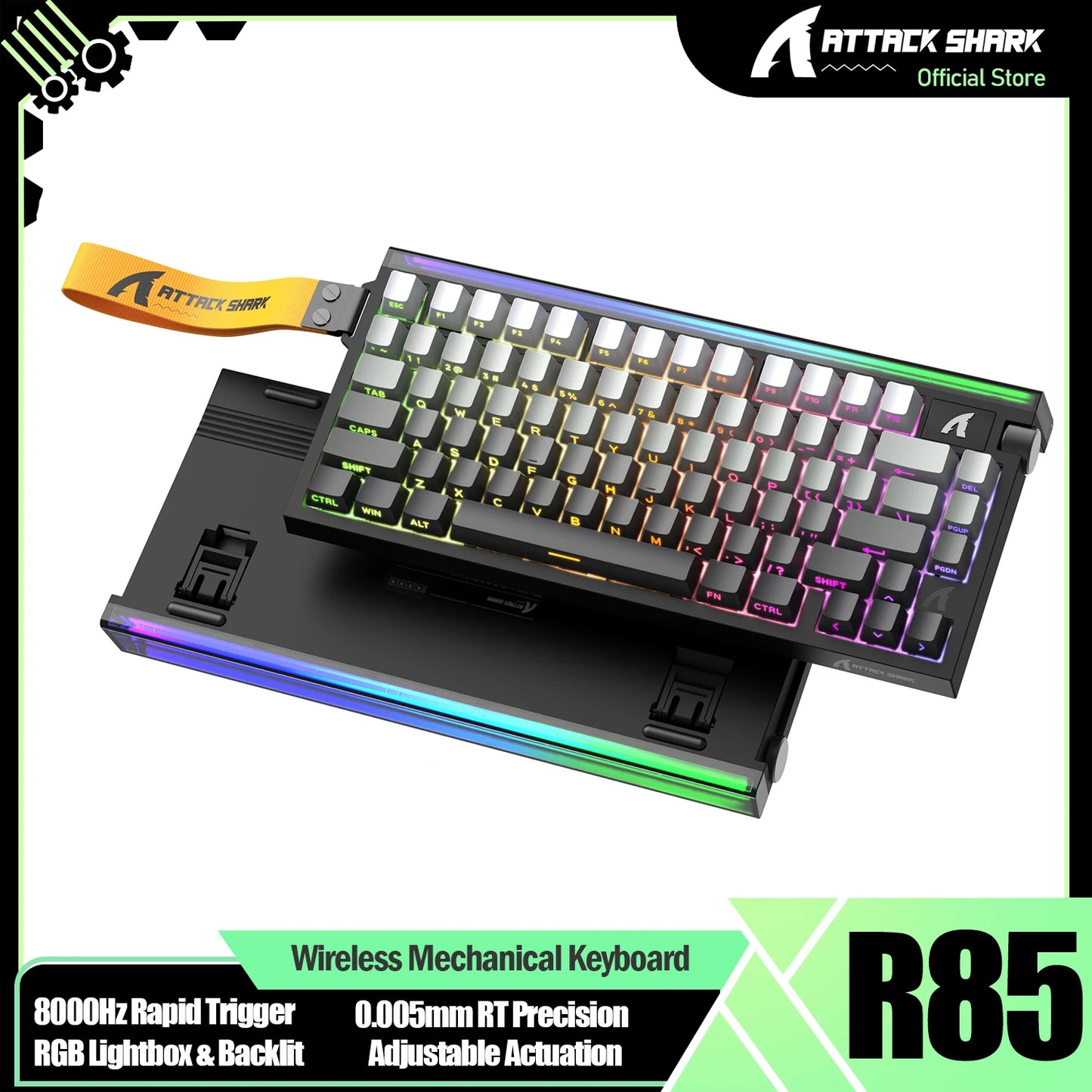 ATTACK SHARK R85 HE 8000Hz RGB Rapid-Trigger-Tastatur, 0.005mm RT-Genauigkeit, kabelgebundene Gaming-Tastatur, magnetischer Hall-Effect-Switch