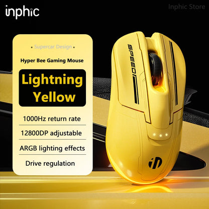 INPHIC Super Racing Car Series kabellose Bluetooth-Gaming-Maus 500mA mit Akkustandsanzeige und anpassbaren Lichteffekten