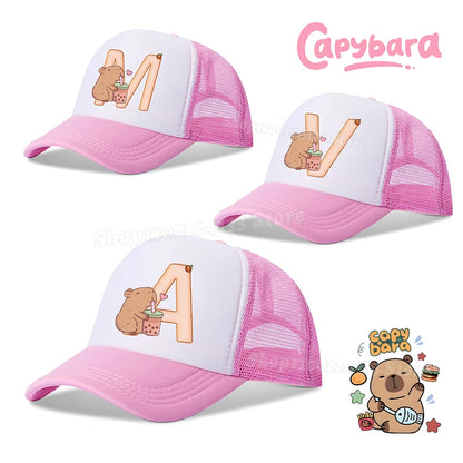 Capybara Sød baseballkasket til piger og kvinder med bogstaverne A-Z, anime-print, udendørs, afslappet, solbeskyttelse, sommer, børn, drenge, kasket, kawaii, gave, populær
