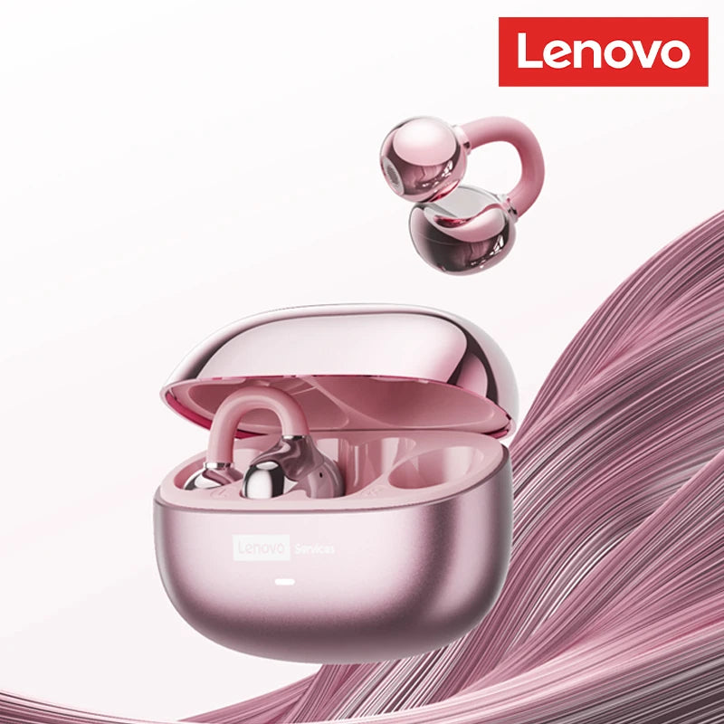 Auscultadores Bluetooth sem fios Lenovo LE302 6.0 com longa autonomia, auriculares desportivos com clip de orelha, som estéreo HIFI e cancelamento de ruído