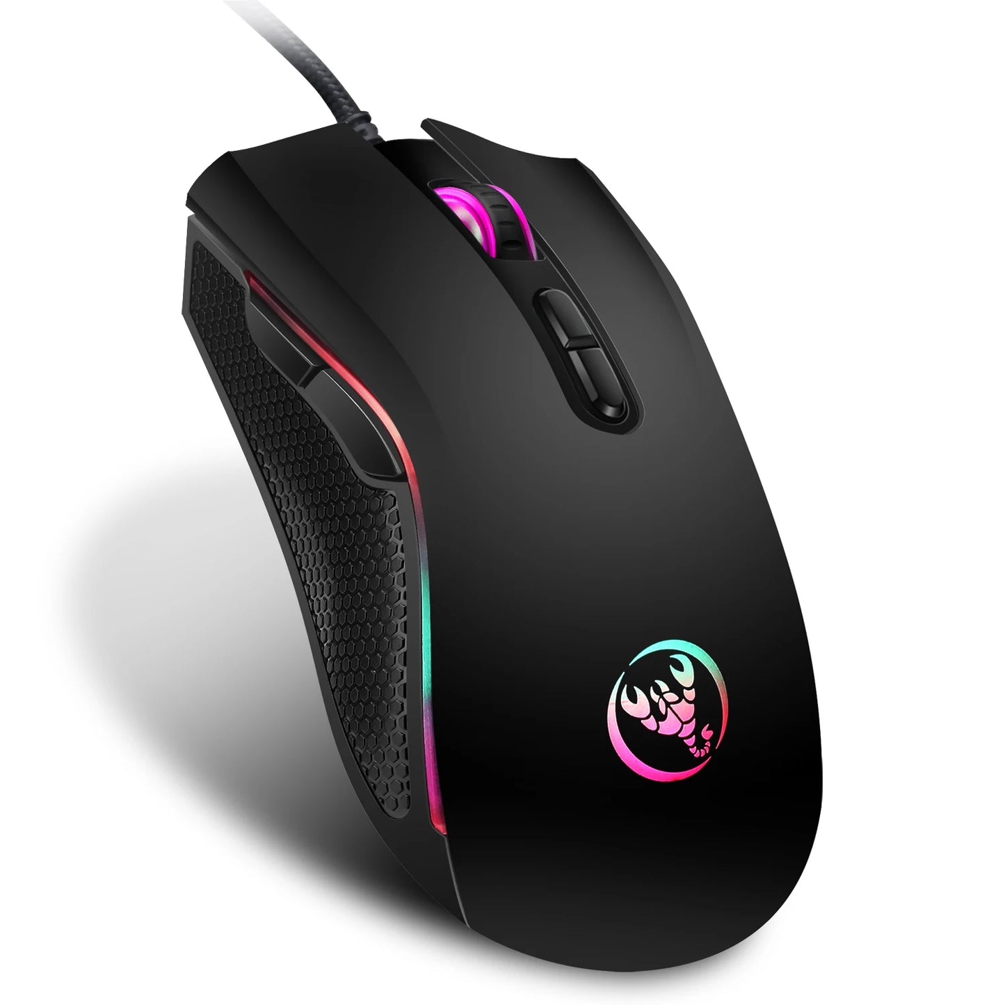Popular Choice HXSJ A869 Optical Ergonomic RGB ABS 4-level Resolution Adjustment Wired Gaming Mouse for Laptop and PC