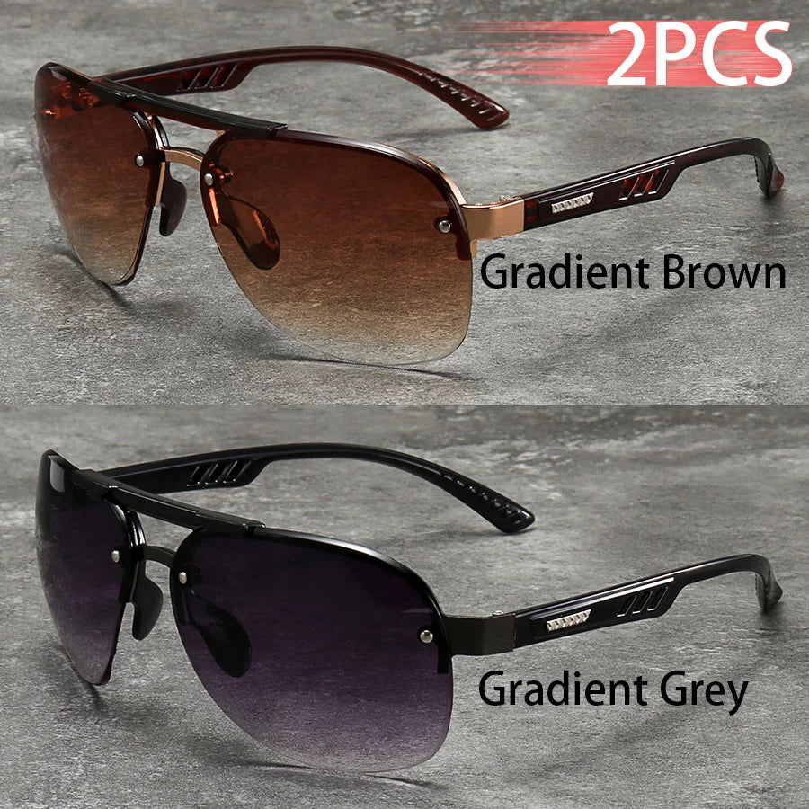 2PCS Fashion Luxury Gradient Lens  Men Women OutdoorSunglasses for Running Mountaineering Driving Fishing Travel MTB Eyewear