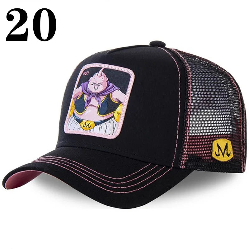 Dragon Ball DRAGONBALL síťovaná čepice, kreslená síťovaná čepice, pánská a dámská baseballová čepice, módní čepice s nášivkou, trucker čepice