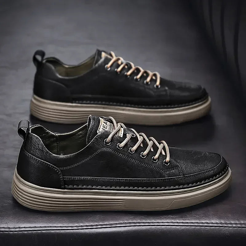 Sneakers classiche da uomo con plateau, scarpe casual slip-on da uomo, sneakers in pelle, nuove scarpe basse comode, mocassini da uomo per la primavera