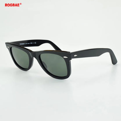 Klassiske solbriller med glaslinser Acetat-solbriller til mænd Y-2140 Design med dobbelt nitte Elegante firkantede UV-solbriller til kvinder
