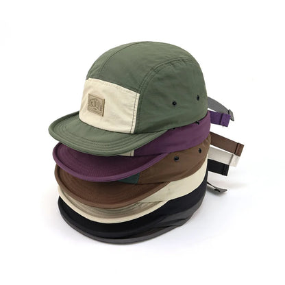 Zomerse, dunne, ademende en sneldrogende baseballpet voor mannen en vrouwen, voor outdooravonturen en bescherming tegen de zon, met korte klep en 5 flappen, geschikt voor wandeltochten