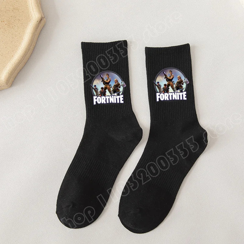 Fortnite Socks Cartoon Game Character Long Sock for Kids tudents in Spring and Autumn Solid Color Cotton Socks Birthday Gifts