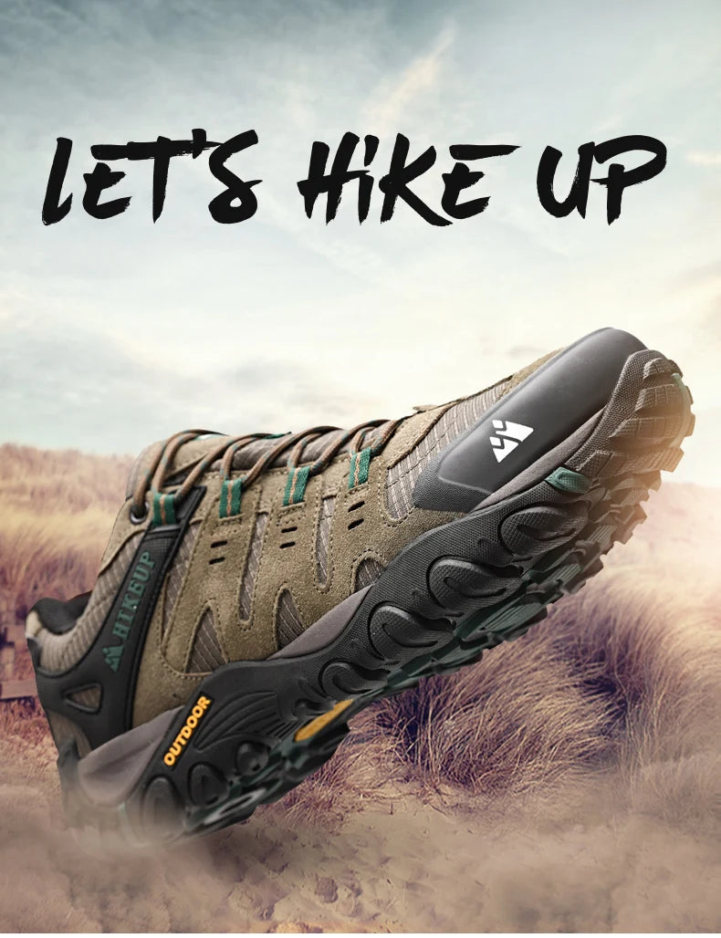 HIKEUP Herre-vandresko i ruskind, udendørssko, slidstærke herresko til trekking, vandring, jagt og taktiske sneakers