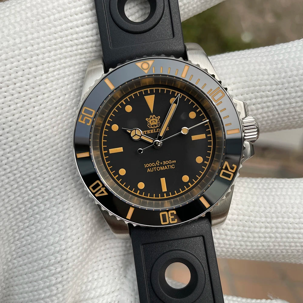 STEELDIVE SD1954V Ceramic Bezel 41MM Stainless Steel Case 300M Waterproof Vintage Luminous NH35 Automatic Mens Dive Watch