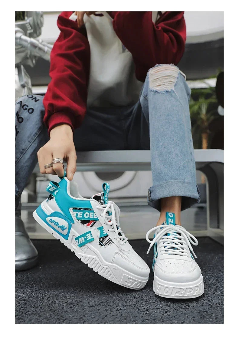 Nuove scarpe da uomo stile skateboard, sneaker estive in pelle casual fashion outdoor per running, sport, trekking e tennis, platform di lusso firmate