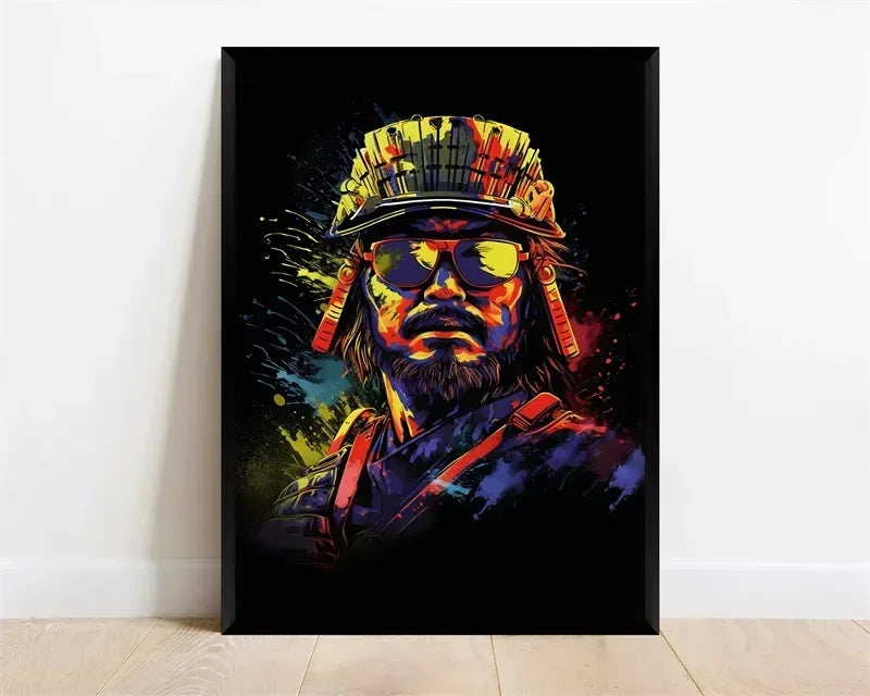 Póster Néon de Personagem de Videojogo com Gamepad, Auscultadores, Futebol e Basquetebol em Tela — Arte de Parede para Decoração de Quarto Gaming