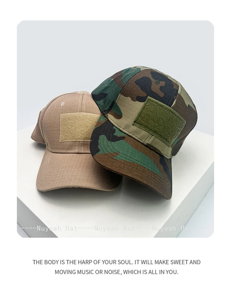 Velcro-rem CAMO Outdoor-baseballkasketter Solskærm Amerikansk Ny Unisex Alsidig Sportsmode Personlig Kasket med skygge Taktisk Ridning