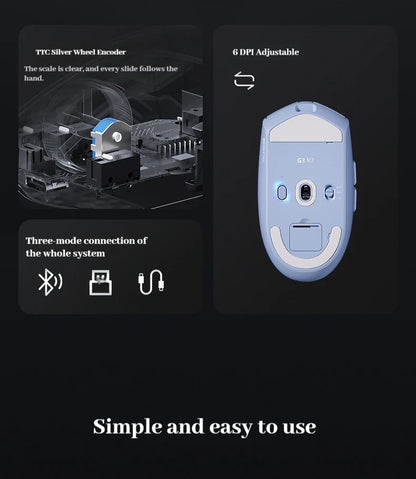 Mouse da gaming wireless MCHOSE G3 V2 Pro Tri-Mode Bluetooth 800mAh ricaricabile, leggero, con ergonomia personalizzata per esports