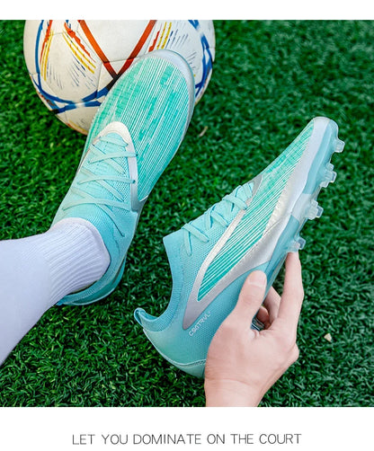Botas de fútbol para hombre, tacos de exterior transpirables para adultos, antideslizantes, zapatillas deportivas de fútbol con tacos largos para entrenamiento y partido, cómodas para chicos