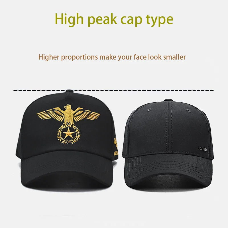 InlnDtor Embroidery high top European and American style wide brim baseball cap casual big head circumference men's cap