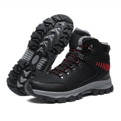 Chaussures d'hiver pour l'extérieur, bottes hautes en peluche douce, chaudes, décontractées, de sport, antidérapantes, résistantes à l'usure, rehaussant la taille, pour hommes