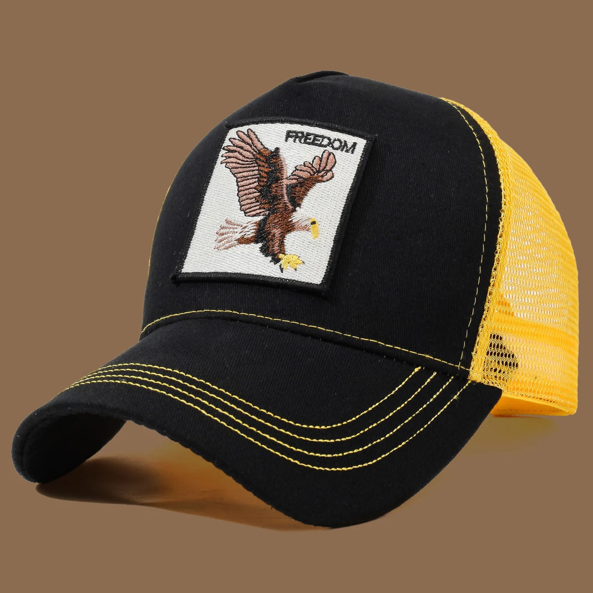 Gorra de camionero unisex con águila bordada y aplique: ideal para el día a día, para hacer deporte y como protección solar