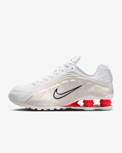 Nike Shox R4 Women's Running Shoes Low-Top Casual Comfort Breathable Wear-Resistant Support White Sail Crimson AR3565-103