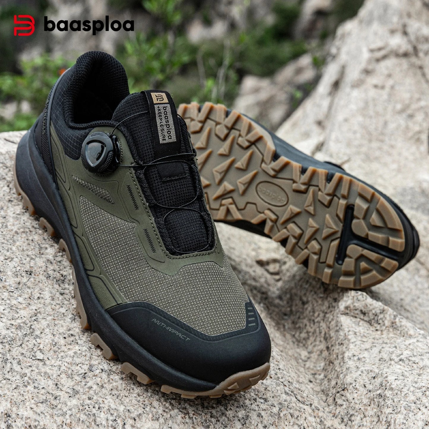 Baasploa Men Hiking Shoes Outdoor Climbing Mesh Breathable Travel Walking Shoes Male Non-Slip Wear Resistant Comfortable Sneakers