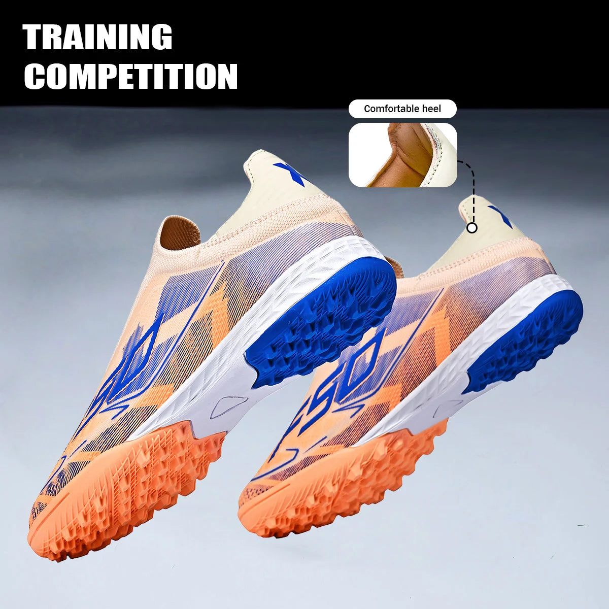 Professional TF Soccer Boots Unisex Youth Adult PU Fabric Upper Rubber Sole Non-Slip Training Cleats