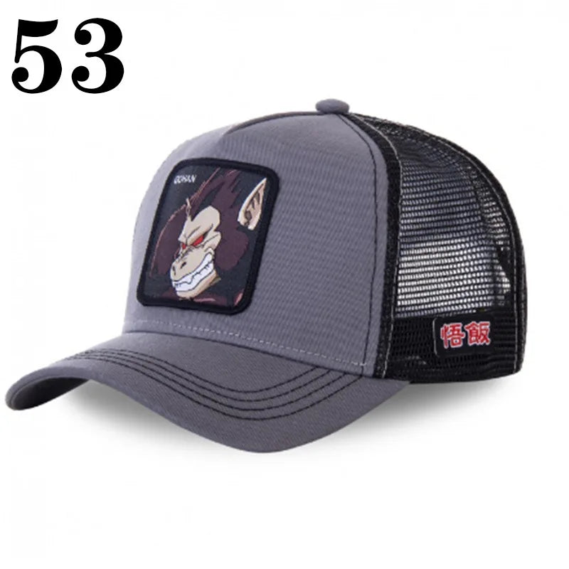 Dragon Ball DRAGONBALL síťovaná čepice, kreslená síťovaná čepice, pánská a dámská baseballová čepice, módní čepice s nášivkou, trucker čepice