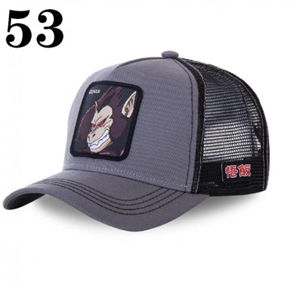 Dragon Ball DRAGONBALL síťovaná čepice, kreslená síťovaná čepice, pánská a dámská baseballová čepice, módní čepice s nášivkou, trucker čepice