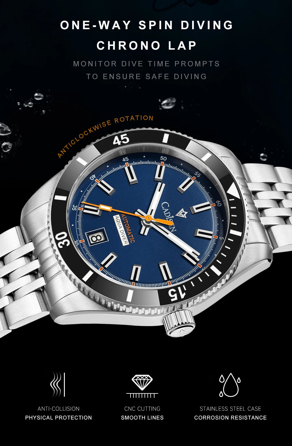 NEW 2025 CADISEN Men's Watches Mechanical Wristwatch For Men Automatic Watch Japan 8215 Ceramic Bezel 10Bar Waterproof Clock