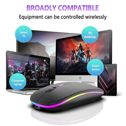 Mouse wireless ricaricabile a doppia modalità Bluetooth compatibile e 2.4G USB per computer, laptop, iPad, tablet e notebook, mouse da gaming
